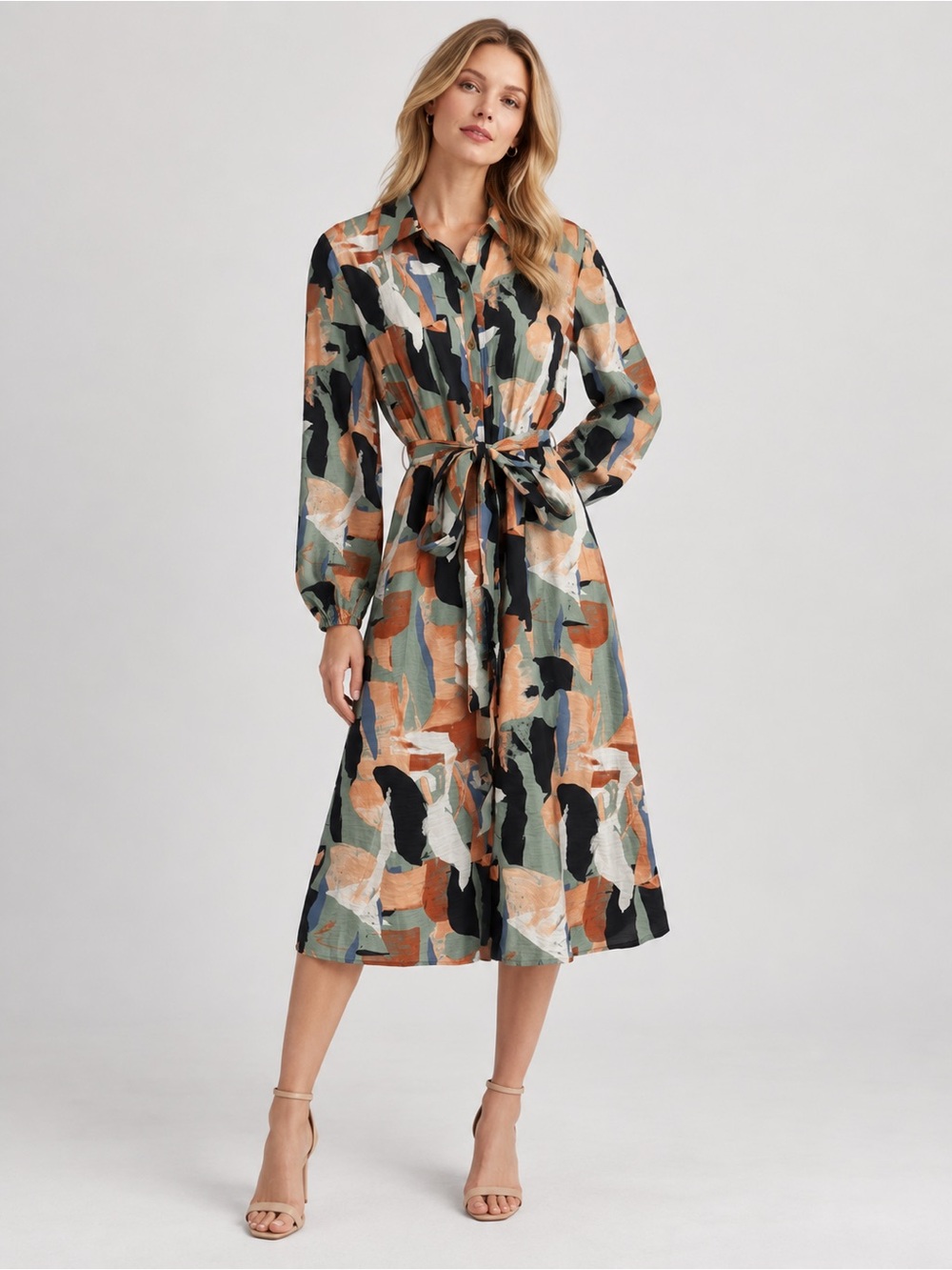 Nine West Women's Contemporary Midi Dress Size XL Abstract Business Casual Fall